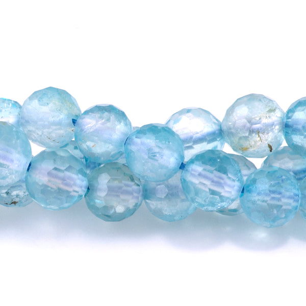 Blue Topaz 6mm Faceted Round A Grade - 15-16 Inch