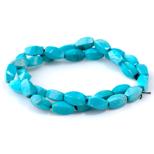 Hubei Sky Blue Turquoise 6x12mm Twist Oval AA Gade - 15-16 Inch - Limited Edition