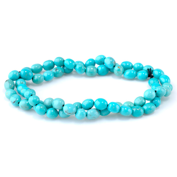 Hubei Sky Blue Turquoise 5x6-8mm Pebble AA Grade - 15-16 Inch