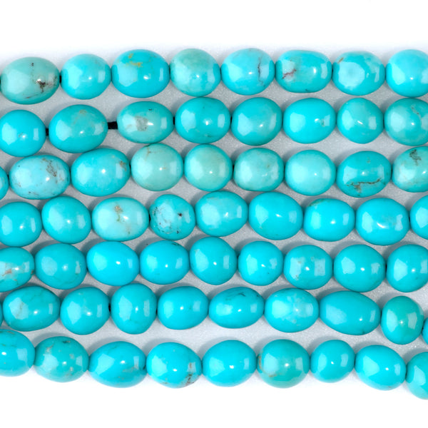 Hubei Sky Blue Turquoise 5x6-8mm Pebble AA Grade - 15-16 Inch