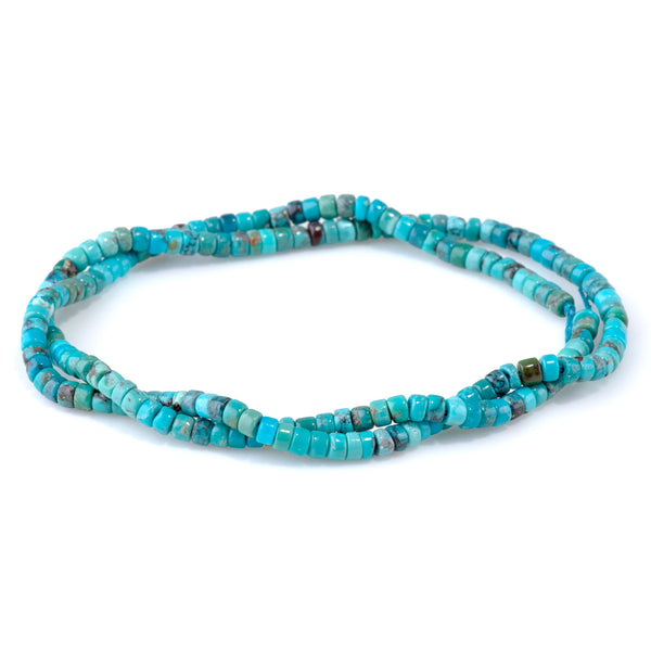 Hubei Blue Turquoise with Matrix 2x3mm Heishi AAA Grade - 15-16 Inch