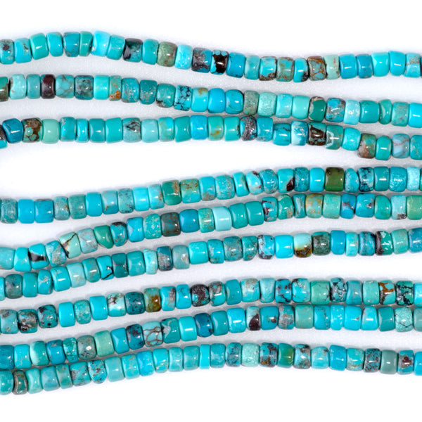Hubei Blue Turquoise with Matrix 2x3mm Heishi AAA Grade - 15-16 Inch