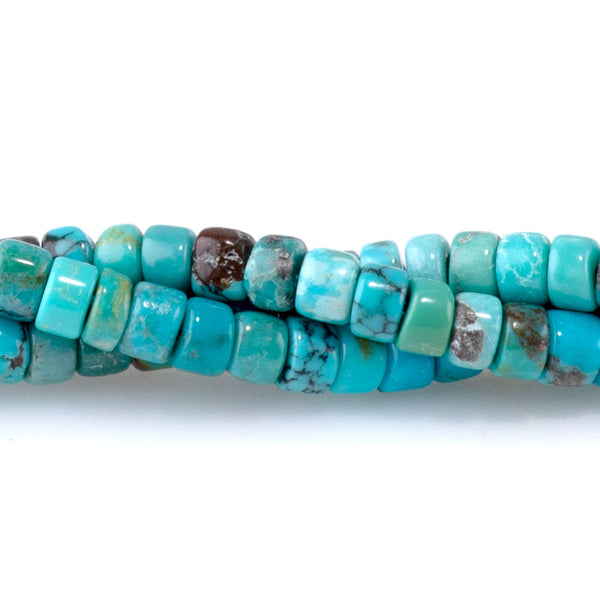 Hubei Blue Turquoise with Matrix 2x3mm Heishi AAA Grade - 15-16 Inch