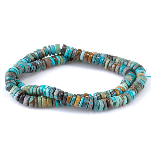 Hubei Turquoise with Matrix 2-4x6mm Irregular Heishi A Grade - 15-16 Inch