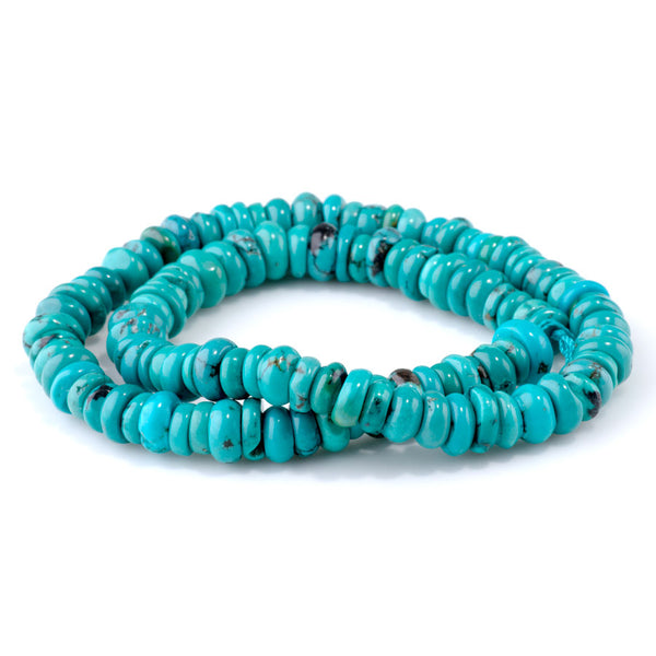 Hubei Turquoise 6-9mm Blue Irregular Rondelle A Grade - 15-16 Inch