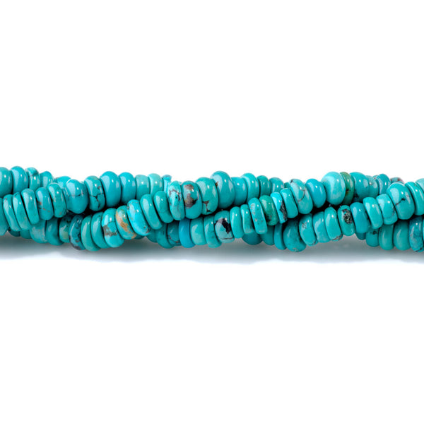 Hubei Turquoise 6-9mm Blue Irregular Rondelle A Grade - 15-16 Inch