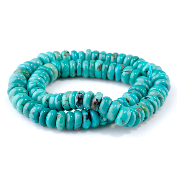 Hubei Turquoise 9-10mm Blue Irregular Rondelle A Grade - 15-16 Inch