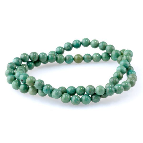 Hubei Turquoise 5-6mm Green Round A Grade - 15-16 Inch