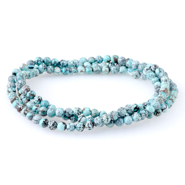 Hubei Turquoise 4mm Light Blue Round - 24 Inch