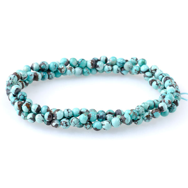 Hubei Turquoise 4mm Blue Round - 24 Inch