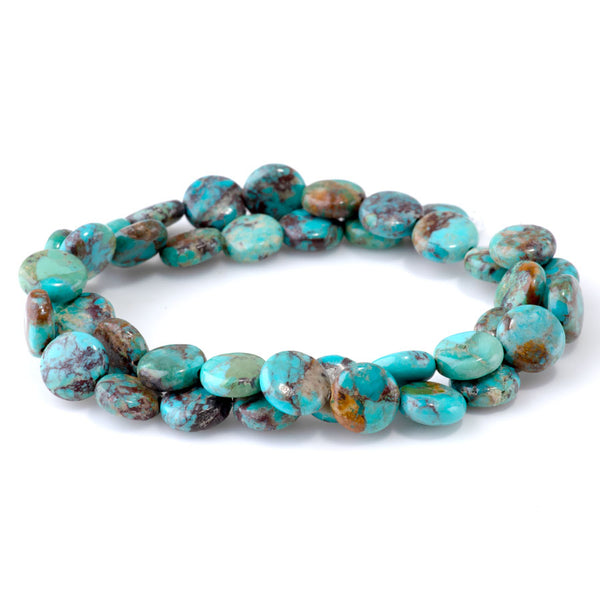 Hubei Turquoise 10mm Blue/Geen Coin  - 15-16 Inch