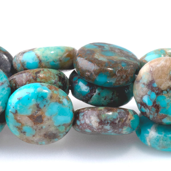 Hubei Turquoise 10mm Blue/Geen Coin  - 15-16 Inch