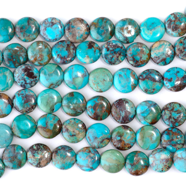 Hubei Turquoise 10mm Blue/Geen Coin  - 15-16 Inch