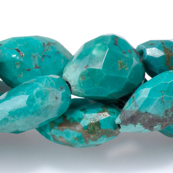 Hubei Turquoise 9x13-12x18mm Blue Faceted Tear Drop AA Grade - 15-16 Inch