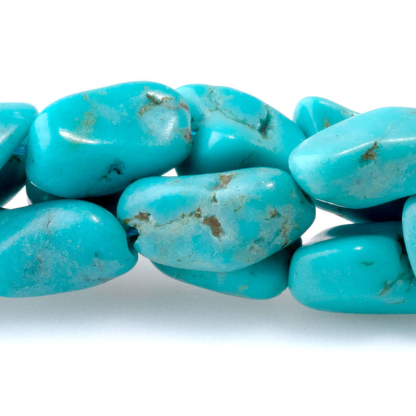 Hubei Turquoise 7x9-8x10mm Blue Nugget AA Grade - 15-16 Inch