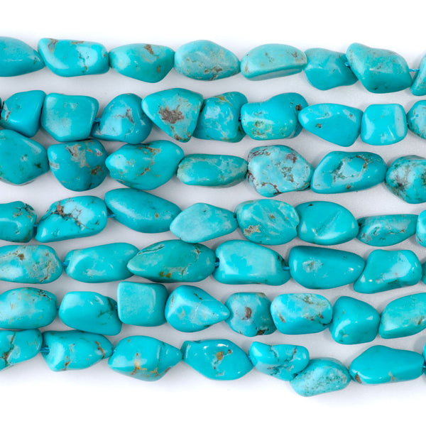 Hubei Turquoise 7x9-8x10mm Blue Nugget AA Grade - 15-16 Inch