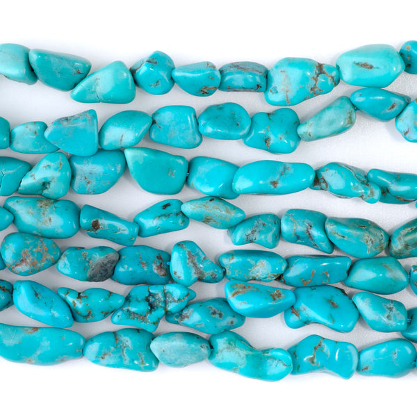Hubei Turquoise 8x10-9x14mm Blue Nugget AA Grade - 15-16 Inch