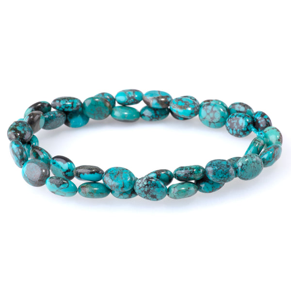 Hubei Turquoise 8x10mm Blue with Matrix Oval AA Grade - 15-16 Inch