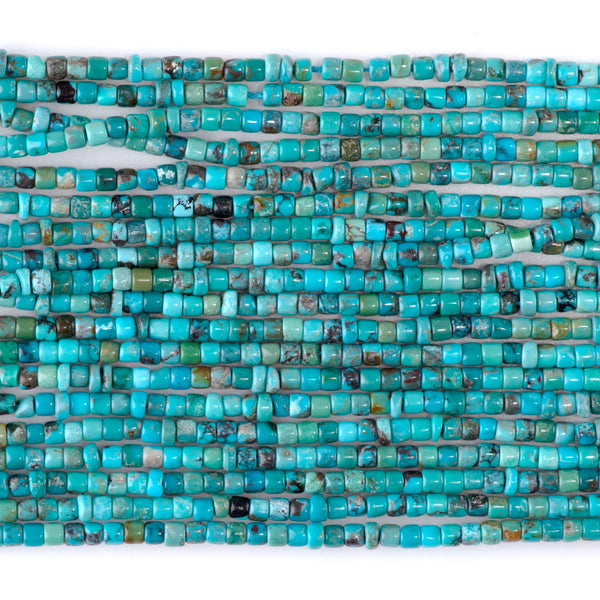 Hubei Turquoise 2x3mm Blue with Matrix Heishi AA Grade - 15-16 Inch