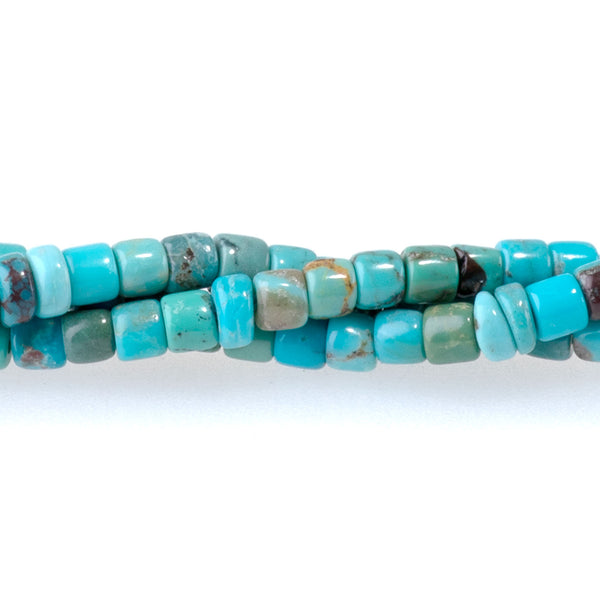 Hubei Turquoise 2x3mm Blue with Matrix Heishi AA Grade - 15-16 Inch