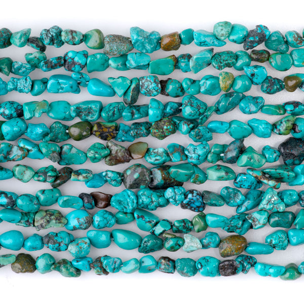 Hubei Turquoise 4x6-5x8mm Blue with Matrix Tiny Nugget AA Grade - 15-16 Inch