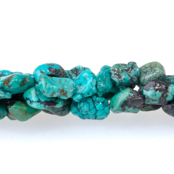 Hubei Turquoise 4x6-5x8mm Blue with Matrix Tiny Nugget AA Grade - 15-16 Inch