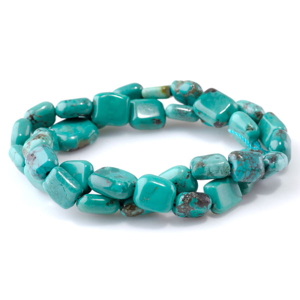 Hubei Turquoise 8x10-10x12mm Blue/Green Free Form Rectangle - 15-16 Inch