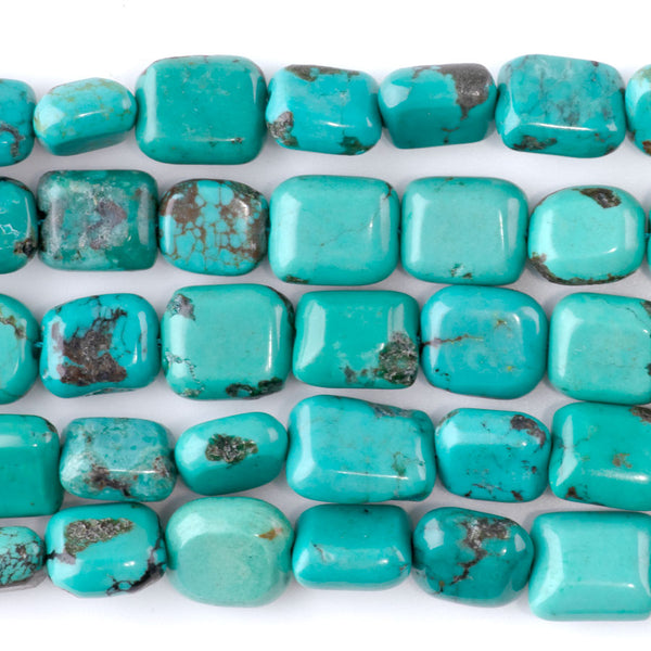Hubei Turquoise 8x10-10x12mm Blue/Green Free Form Rectangle - 15-16 Inch