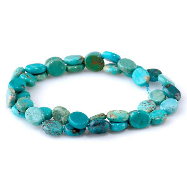 Hubei Turquoise 8x10mm Blue/Green Flat Oval - 15-16 Inch