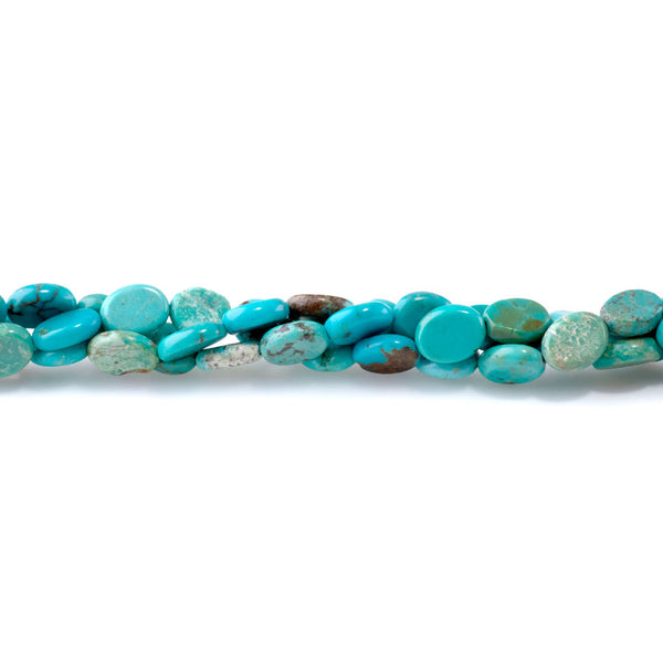 Hubei Turquoise 8x10mm Blue/Green Flat Oval - 15-16 Inch