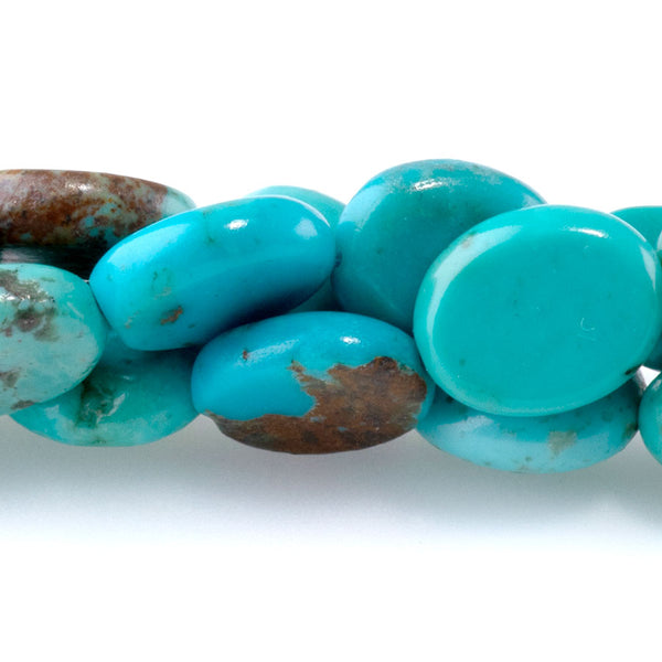 Hubei Turquoise 8x10mm Blue/Green Flat Oval - 15-16 Inch