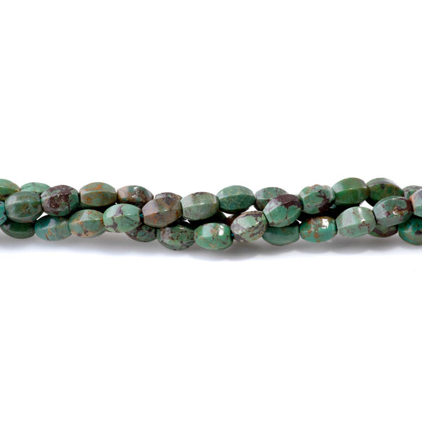Hubei Turquoise 6x8mm Green 6 Sided Barrel - 16-Inch Strands