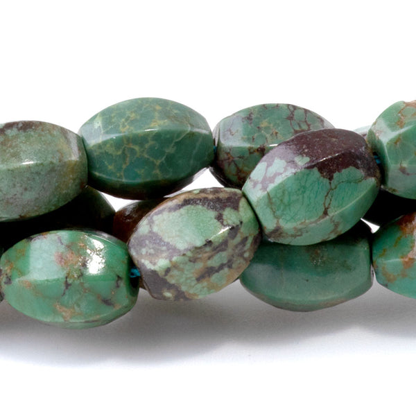 Hubei Turquoise 6x8mm Green 6 Sided Barrel - 16-Inch Strands