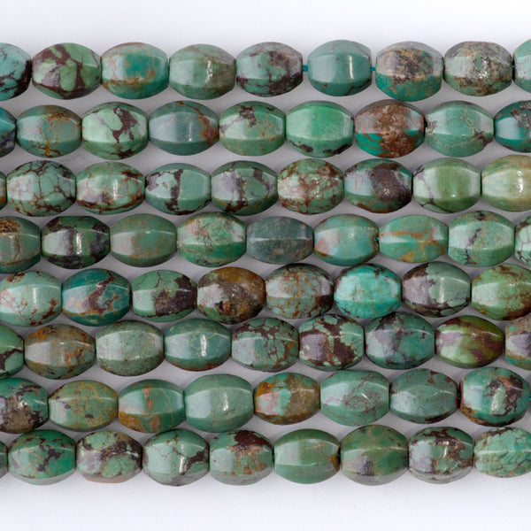Hubei Turquoise 6x8mm Green 6 Sided Barrel - 16-Inch Strands
