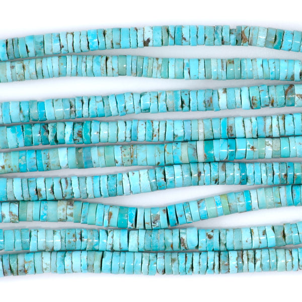 Hubei Turquois 5x2mm Blue Heishi AA Grade - 15-16 Inch