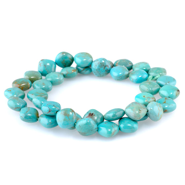 Hubei Turquoise 10x6mm Corner Drilled Puff Square - 15-16 Inch