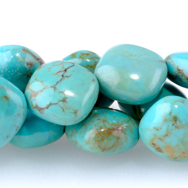 Hubei Turquoise 10x6mm Corner Drilled Puff Square - 15-16 Inch