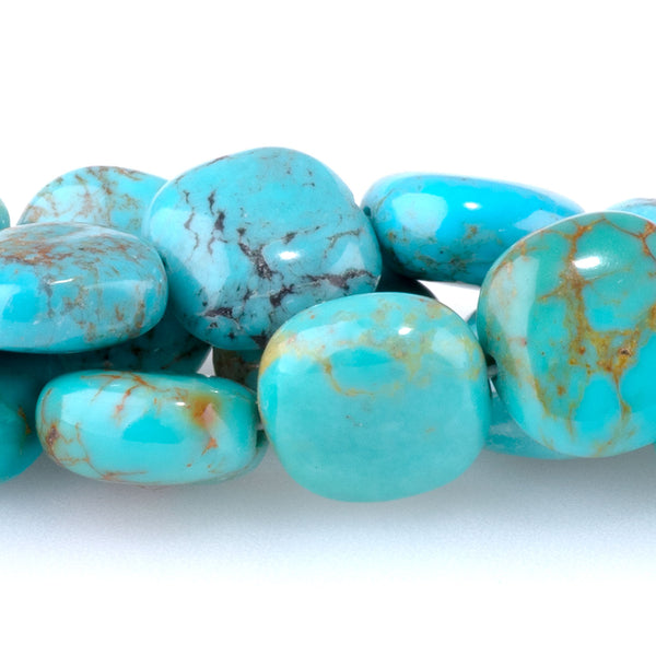 Hubei Turquoise 10mm Blue Puff Square - 15-16 Inch