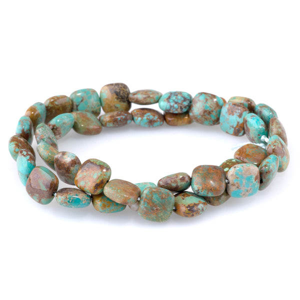 Hubei Turquoise 10mm Green Puff Square - 15-16 Inch