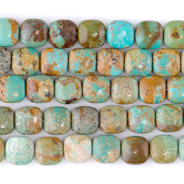 Hubei Turquoise 10mm Green Puff Square - 15-16 Inch