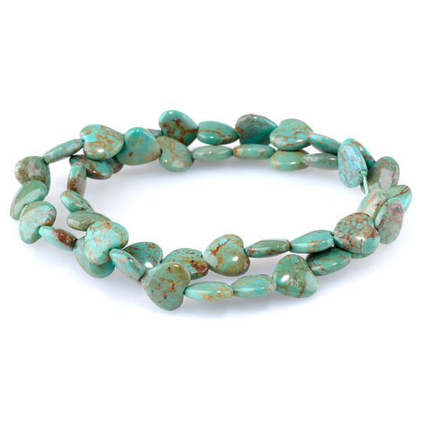 Hubei Turquoise 10mm Green Heart - 15-16 Inch
