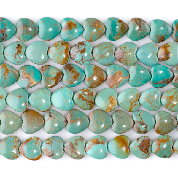 Hubei Turquoise 10mm Green Heart - 15-16 Inch