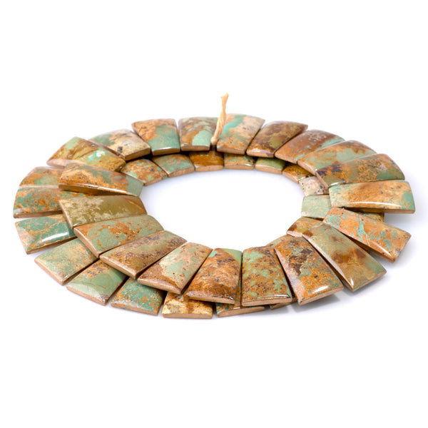 Hubei Turquoise with Copper Painted Edge 10-14x18mm Trapezoid - 15-16 Inch