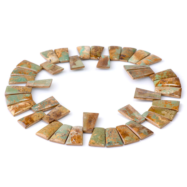 Hubei Turquoise with Copper Painted Edge 10-14x18mm Trapezoid - 15-16 Inch