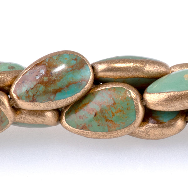 Hubei Turquoise with Copper Painted Edge 10x13mm Green Pear - 15-16 Inch