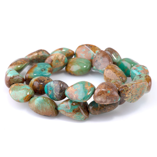 Hubei Turquoise 14-16mm Green Free Form Nugget - 15-16 Inch