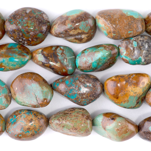 Hubei Turquoise 14-16mm Green Free Form Nugget - 15-16 Inch
