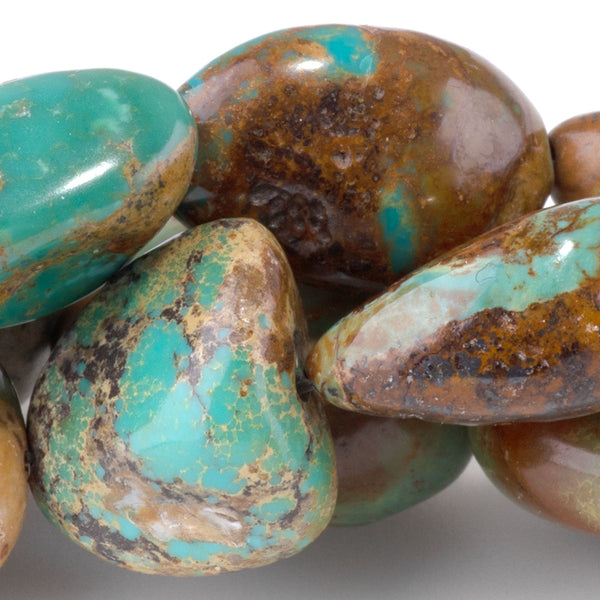 Hubei Turquoise 14-16mm Green Free Form Nugget - 15-16 Inch