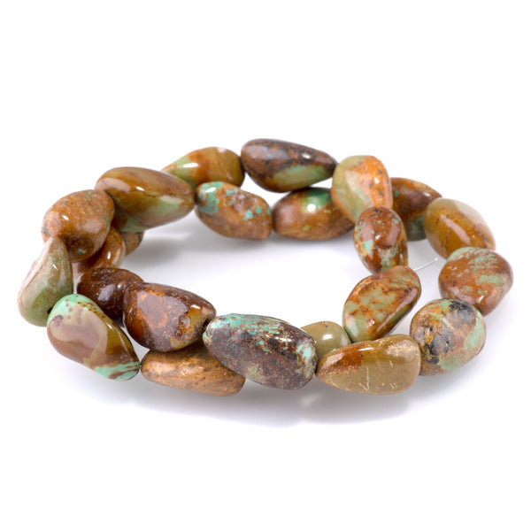 Hubei Turquoise 14-16mm Brown Free Form Nugget - 15-16 Inch