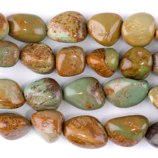 Hubei Turquoise 14-16mm Brown Free Form Nugget - 15-16 Inch